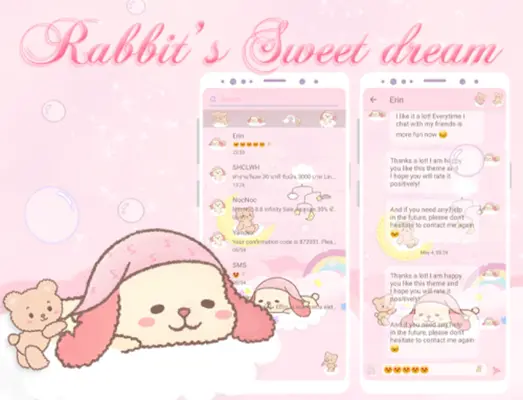 SMS Theme Rabbit's Sweet Dream android App screenshot 0