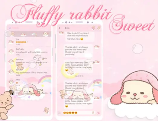 SMS Theme Rabbit's Sweet Dream android App screenshot 1